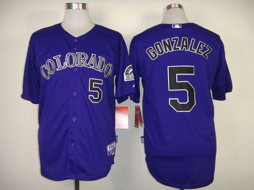Rockies #5 Carlos Gonzalez Purple Cool Base Stitched MLB Jersey - Click Image to Close